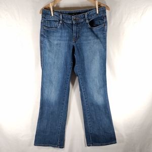 Calvin Klein Boot Cut Jeans Womens 8 Mid Rise Flap Back Pockets Dark Blue Wash